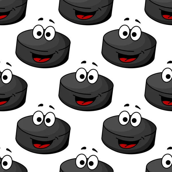 Nahtloses Muster eines Cartoon-Hockey-Pucks — Stockvektor