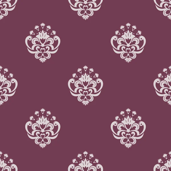 Patrón floral púrpura y beige sin costuras — Vector de stock