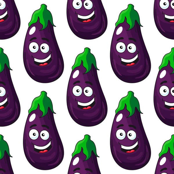 Happy eggplant or aubergine seamless pattern — Stock Vector