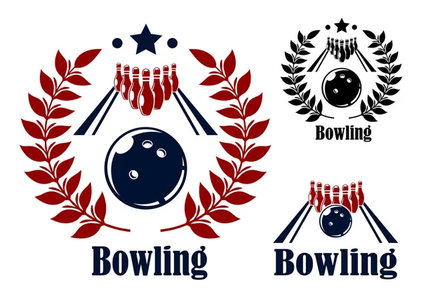 Bowling amblem ve sembolleri — Stok Vektör