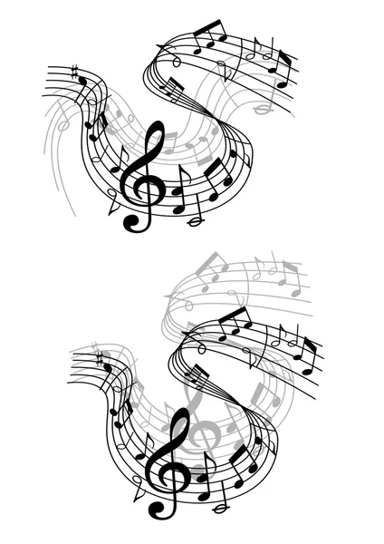 Music notes waves and compositions — Stock Vector