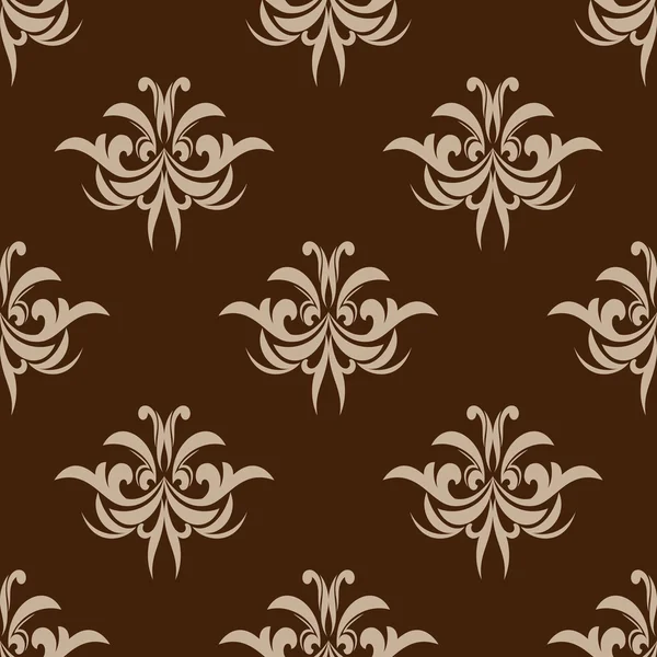 Marron motif floral sans couture dans le style damassé — Image vectorielle