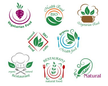 çeşitli restoran ve vejetaryen yemekler semboller ya da işaretleri