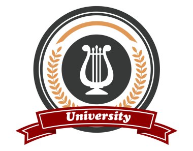 Sanat Üniversitesi amblemi ile defne çelengi