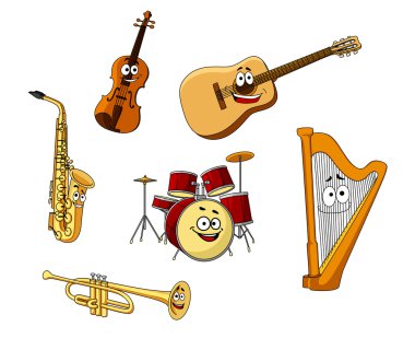 Set of classic musical instruments clipart