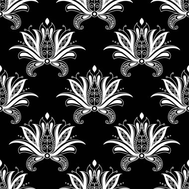 Beyaz renkli çiçek Arabesk seamless modeli