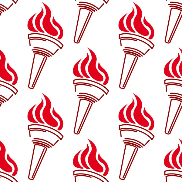 Flaming torch seamless background pattern — Stock Vector