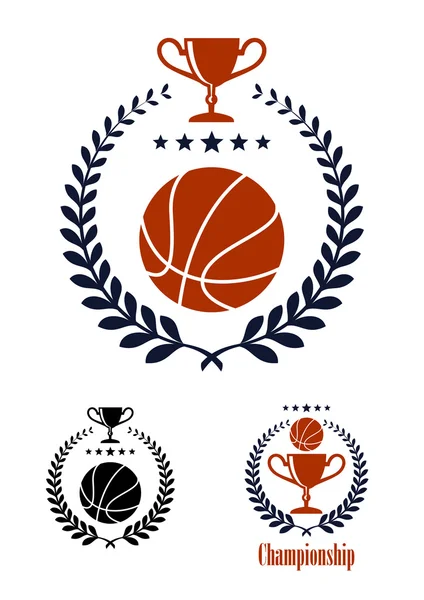 Basketball sporting emblems and symbols — Stock Vector