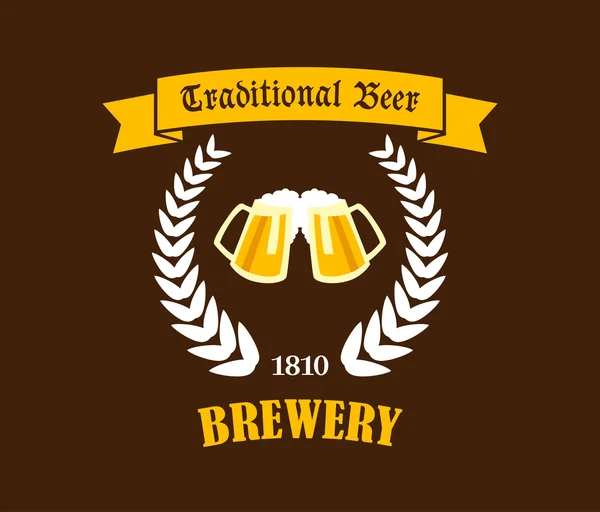 Emblema o etiqueta tradicional de la cerveza — Archivo Imágenes Vectoriales