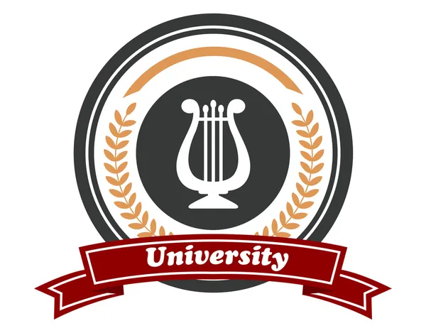 Emblema de la Universidad de Arte con corona de laurel — Vector de stock