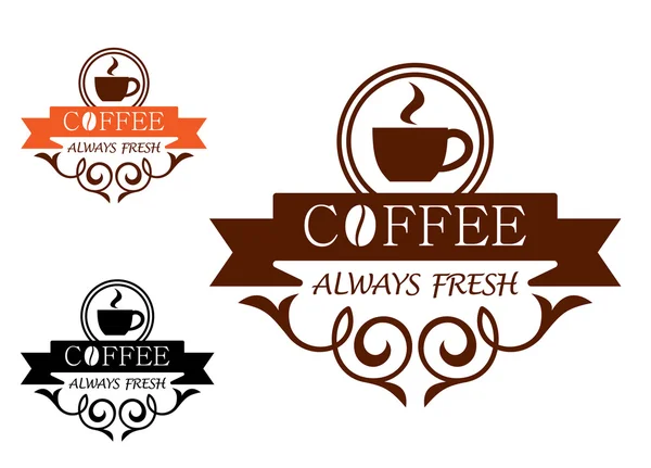 Caffè Sempre Fresco etichetta vettoriale — Vettoriale Stock