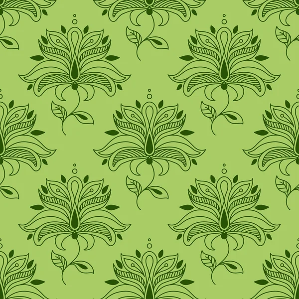 Зеленый пейсли бесшовный цветочный узор — стоковый вектор