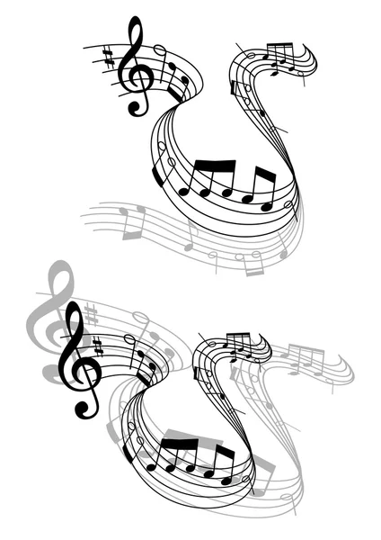 Swirling music score with musical notes — Stock Vector