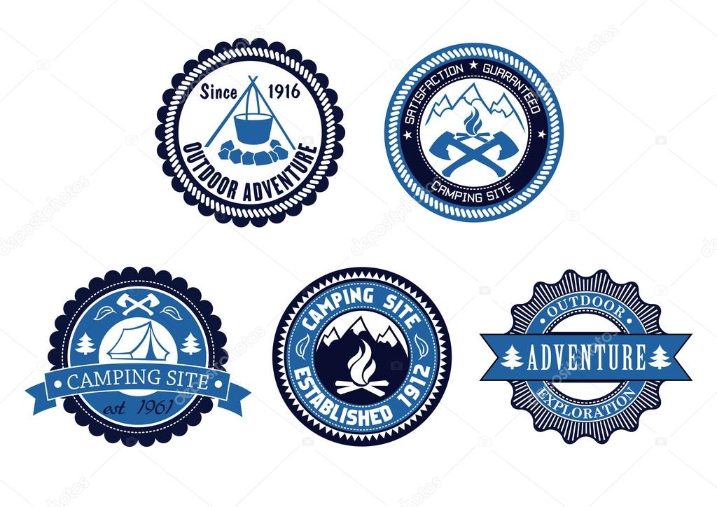 Set of Outdoor Adventure and Camping emblems