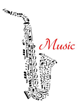 Saxophone with musical notes clipart
