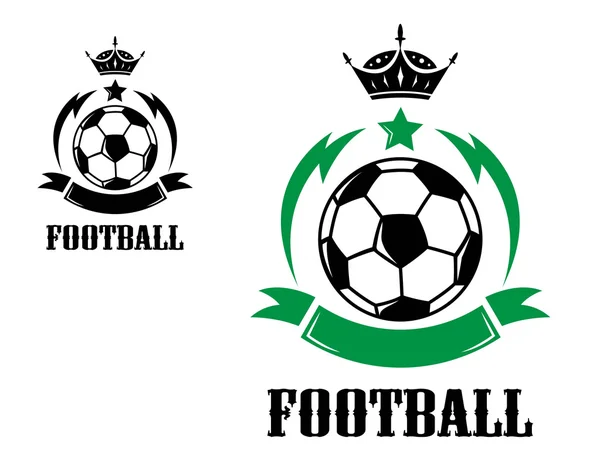 Crestas y emblemas de fútbol o fútbol — Vector de stock