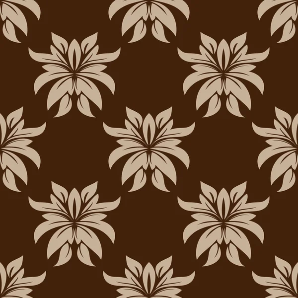 Изысканный коричневый цветочный бесшовный узор — стоковый вектор