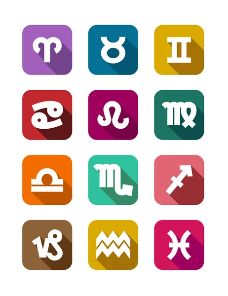 Flat icons with zodiac elements — Stock Vector