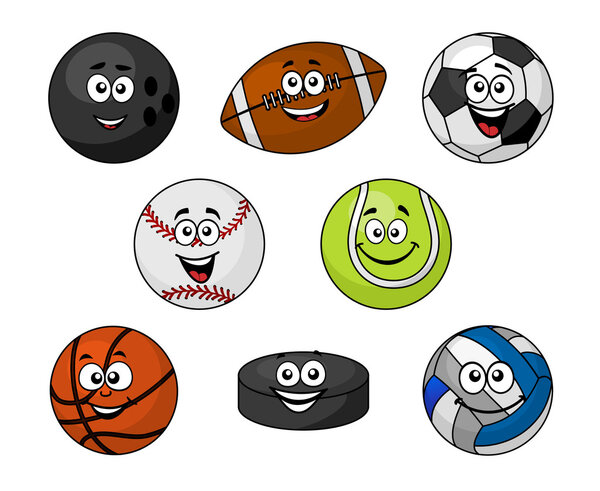 Set of cartoon sports equipment