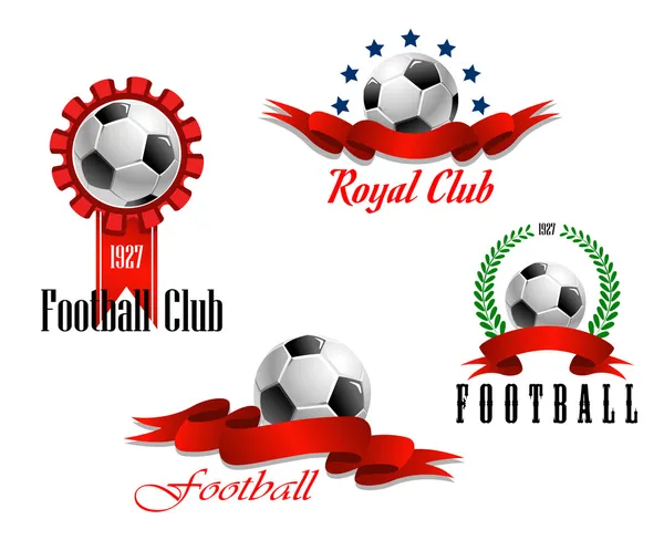 Fyra fotboll och soccer emblem — Stock vektor