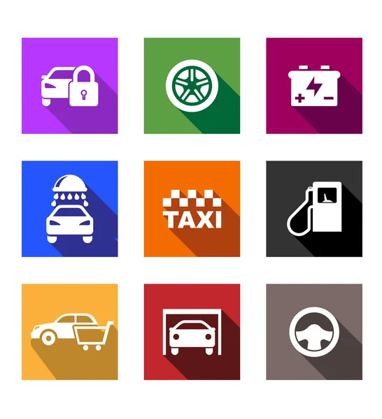 Automobile et service icônes plates ou boutons web — Image vectorielle