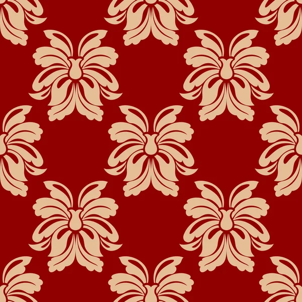 Dainty beige y marrón patrón floral sin costuras — Vector de stock