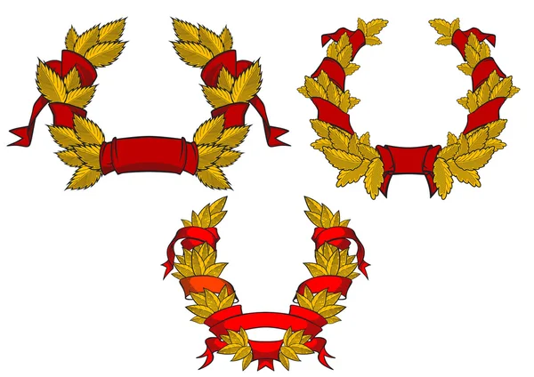 Ретро-венки с красными лентами — стоковый вектор