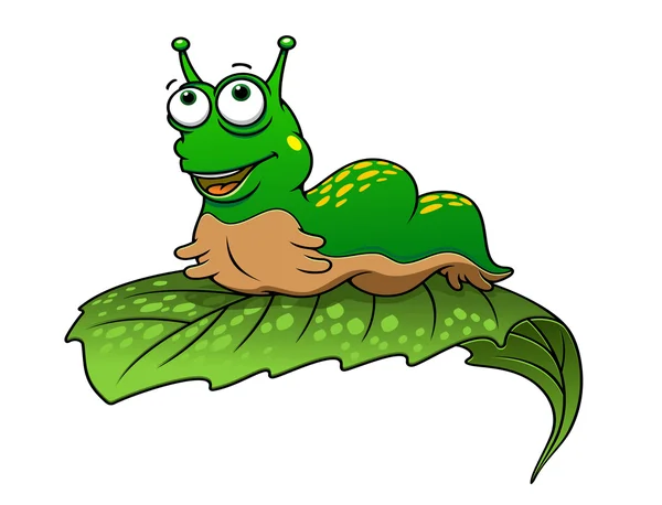 Insecto de oruga de dibujos animados verde — Vector de stock