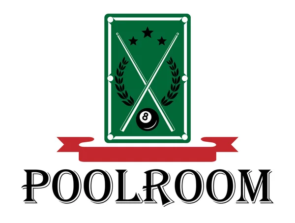 Poolroom y emblema de billar — Archivo Imágenes Vectoriales