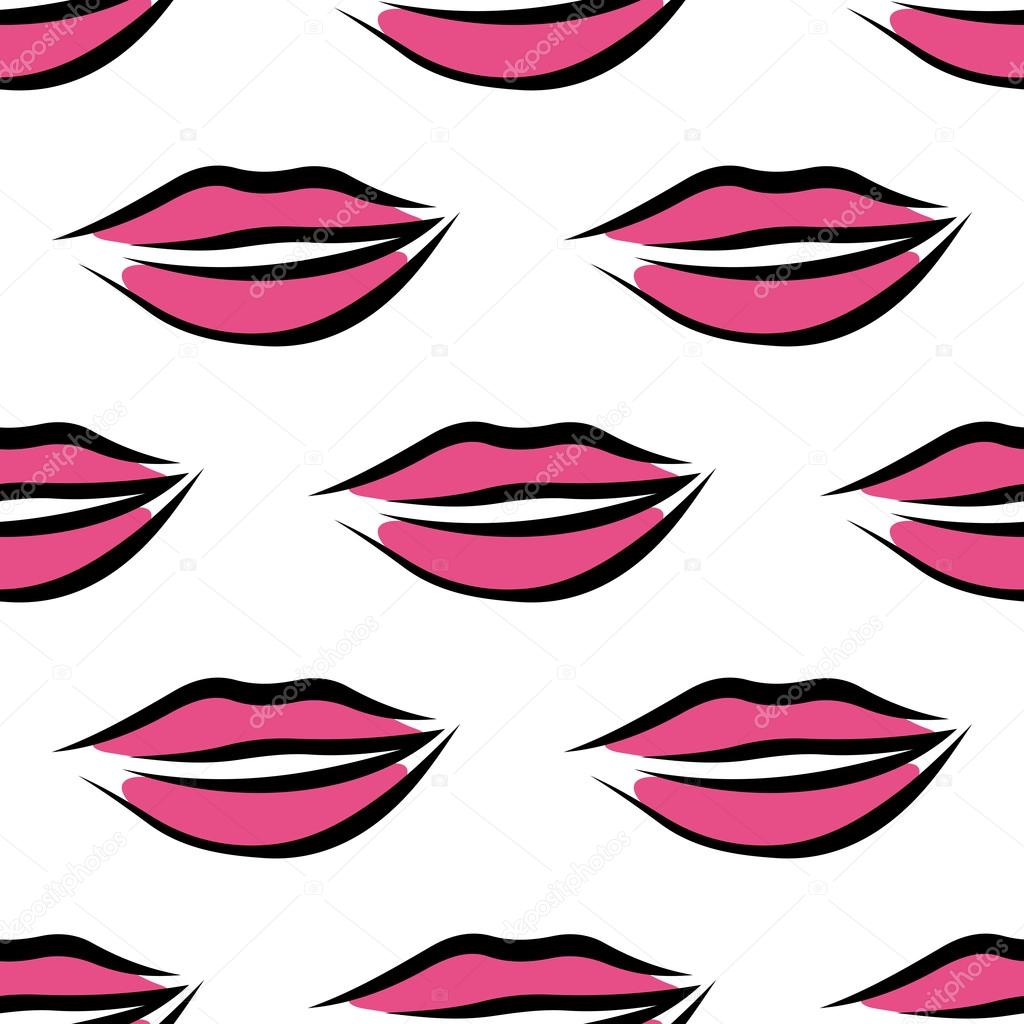 Sexy parted female lips seamless pattern