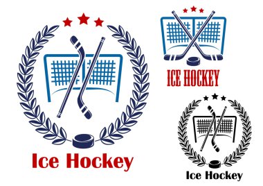 Ice hockey net emblems clipart