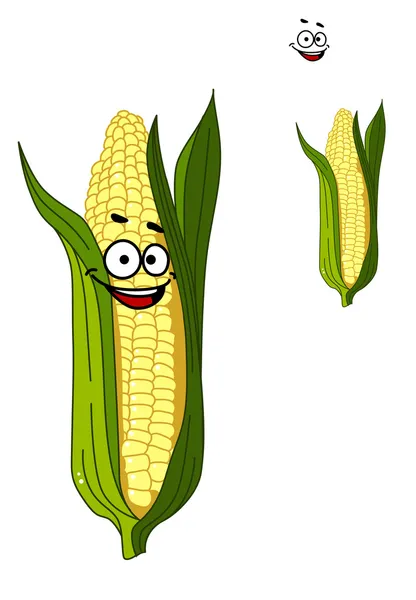 Veselý usměvavý kreslený kukuřice zelenina — Stockový vektor