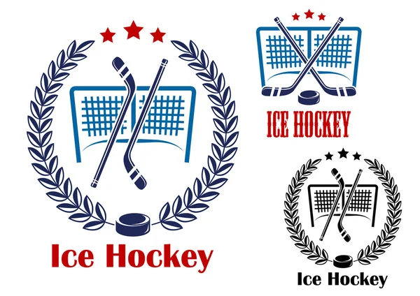 Ice hockey net emblems — Stock Vector