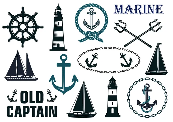 Marine heraldic elements set — Stock Vector