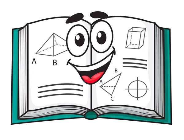 Happy smiling cartoon school textbook — Stock Vector