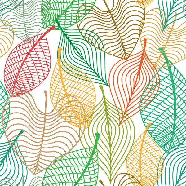 Seamless mönster av färgglada löv — Stock vektor