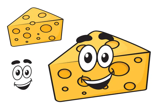幸せな漫画くさび形のチーズの笑みを浮かべてください。 — ストックベクタ