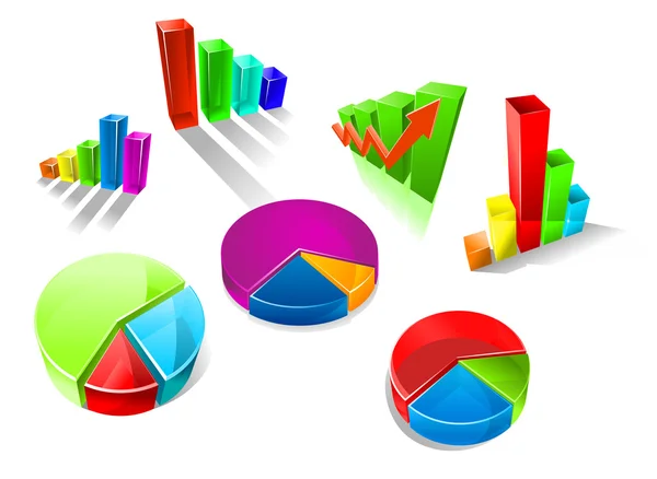 Zestaw kolorowy 3d wykresy i wykresy — Wektor stockowy