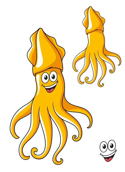 Färgglada leende tecknade squid — Stock vektor