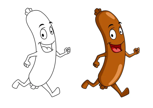 Running cartoon sausage — Stock Vector