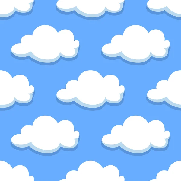 Patrón sin costura cielo con nubes blancas — Vector de stock