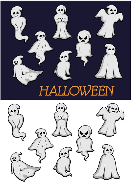 Fantasmas de Halloween dos desenhos animados —  Vetores de Stock