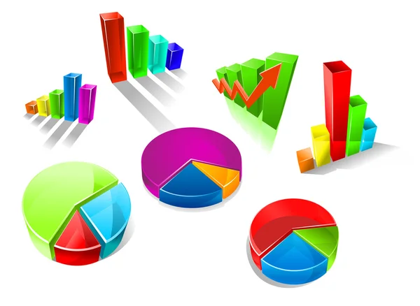 Ensemble de graphiques et graphiques 3d colorés — Image vectorielle