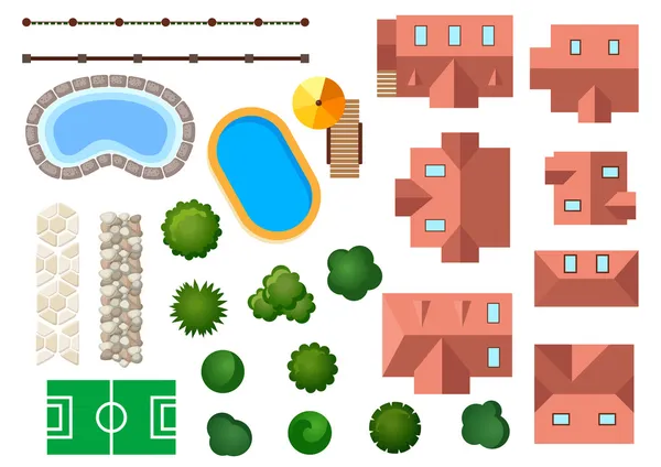 Landscape, garden and architectural elements Royalty Free Stock Vectors