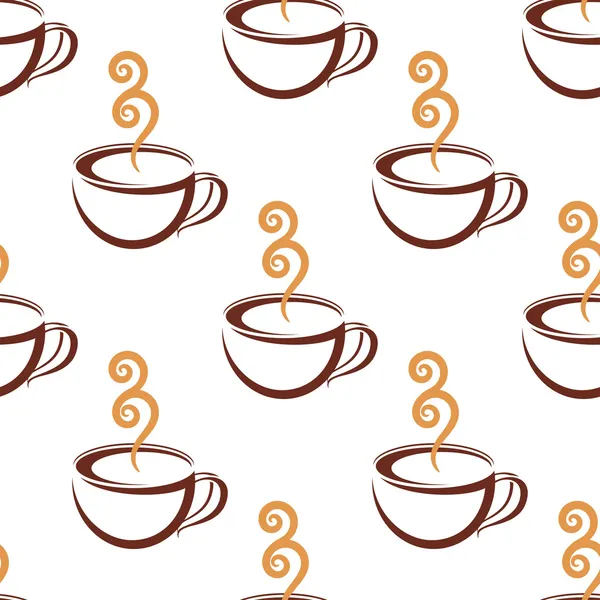 Patrón inconsútil de la taza de café humeante — Vector de stock