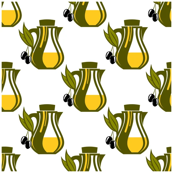 Seamless pattern of olive oil decanters — Stock Vector