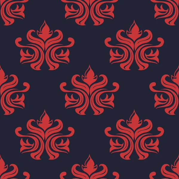 Naadloze rood gekleurde bloemen arabesque patroon — Stockvector