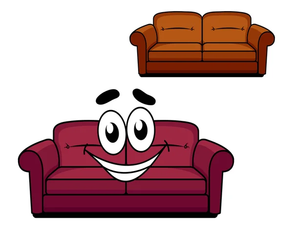 Happy cartoon upholstered couch — Stock Vector