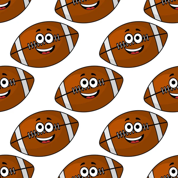 Seamless pattern of cartoon American footballs — Stock Vector