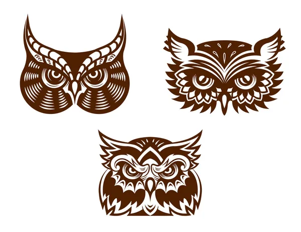 Wise old owl heads — Stock Vector